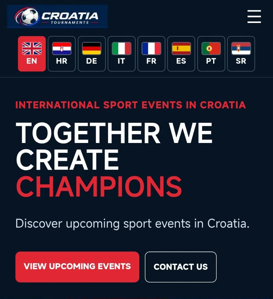 Stvarni prikaz naslovnice web stranice Croatia Tournaments